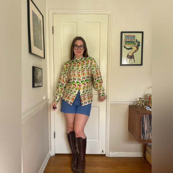 Versace Tops - 90s Vintage Gianni Versace Fruit Print Silk Blouse